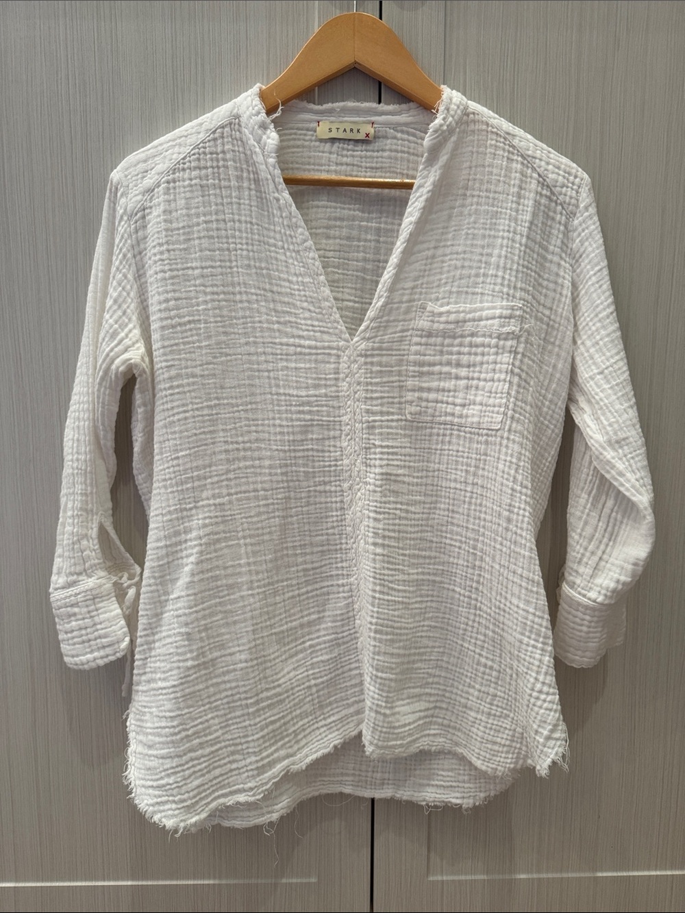 Starr White Cotton Gauze V-Neck Tunic